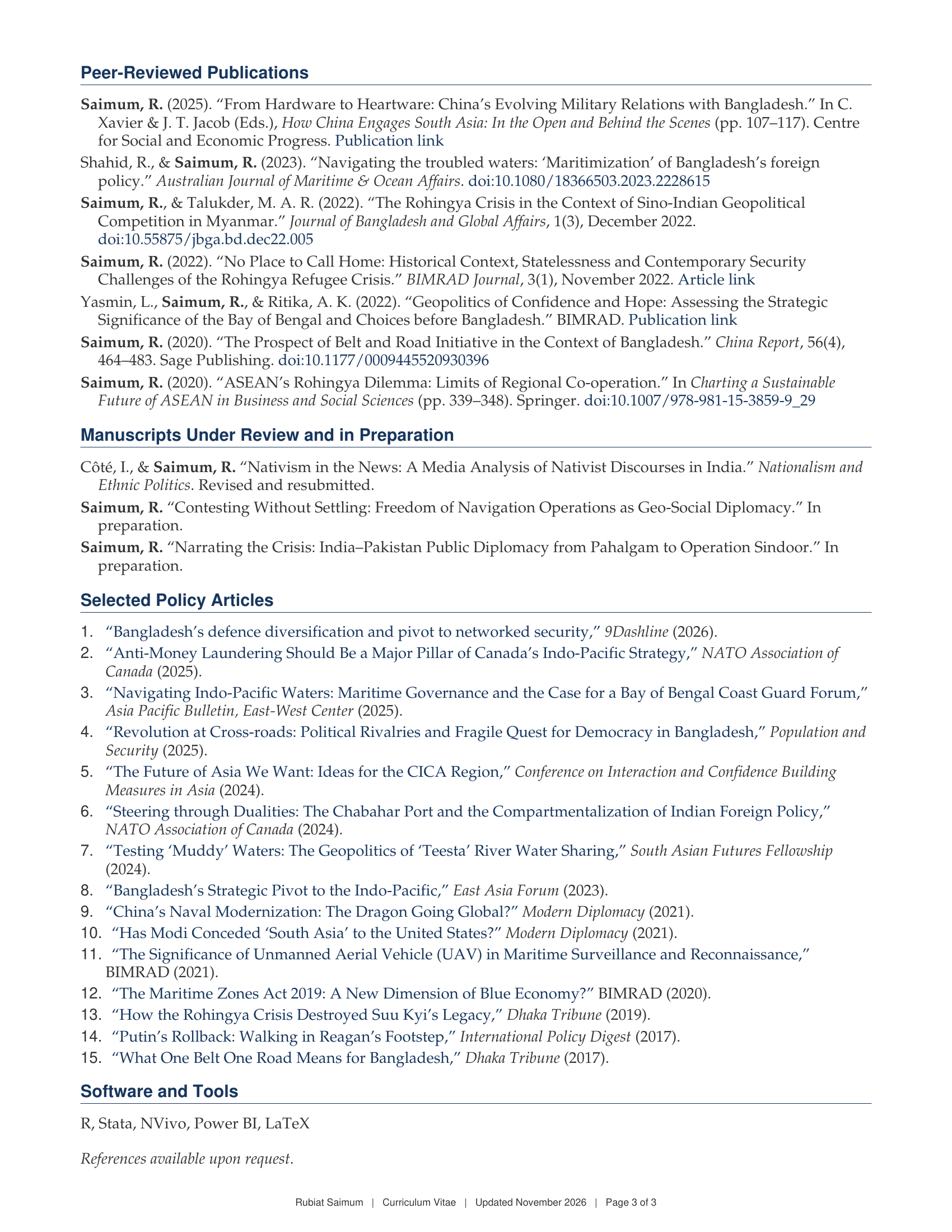 Rubiat Saimum curriculum vitae, page 3